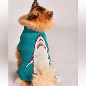 Tiny Wolf Shark Dog Sweater Blue M